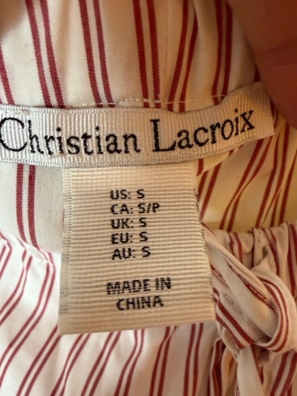 Christian Lacroix Neutral /Rust & White Wide Leg Lounge PJ Pants Stripe Beads - Picture 6 of 7